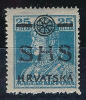 SHS 1918 Károly 25f piros helyett fekete színű felülnyomással Signed: Bodor Certificate: Zrinjscak