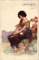 1922 Italian lady art postcard. Anna &amp; Gasparini 523-4. s: Mauzan (EK)