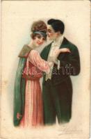 1922 Italian art postcard with love couple. Visto Rev. Stampa Milano 7907. 463/1. (fl)