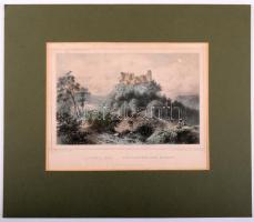 [Látkép] Huszti vár. Schlossruine Huszt. Ludwig Rohbock (1824-1893) német grafikusművész részletgazd...