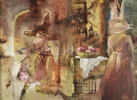 Herpai Zoltán (1951-2011): Utcarészlet. Olaj, farost, jelezve jobbra lent, hátoldalán Budapesti Képz...