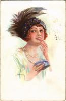 1922 Lady art postcard. E.A.S.B. 110/2. s: Usabal (fl)