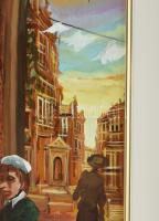 Herpai Zoltán (1951-2011): Középkori hangulat II. Olaj, farost, jelezve jobbra lent, hátoldalán Buda...