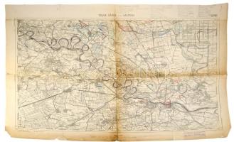 cca 1910-1920 Osijek (Eszék), Dárda und Valpovo (Valpó) katonai térkép, 1 : 75.000, rajta ceruzával írt feljegyzésekkel, lapszéli sérülésekkel, ragasztott, 46x58 cm