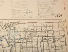 cca 1910-1920 Osijek (Eszék), Dárda und Valpovo (Valpó) katonai térkép, 1 : 75.000, rajta ceruzával ...