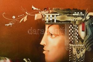 Árkossy István (1943-): Leányarc. Olaj, farost, jelezve jobbra lent, hátoldalán Budapesti Képzőművés...