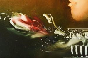 Árkossy István (1943-): Leányarc. Olaj, farost, jelezve jobbra lent, hátoldalán Budapesti Képzőművés...