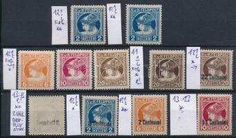 1916-1918 Feldpost és Feldpost Olaszország Hírlapbélyeg tétel stecklapon, benne klf fogazások, eltérő színárnyalatok, gépszínátnyomat