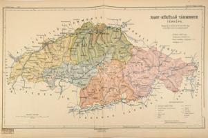 1913 Nagy-Küküllő vármegye térképe, Kogutowicz: Megyei térképek, 1 : 300.000, Bp., Magyar Földrajzi Intézet R.T., kis lapszéli szakadással, 28,5x43,5 cm