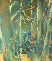 Szabados János (1937-): Séta az erdőben. Olaj, vászon, jelezve jobbra lent, hátoldalán Budapesti Kép...