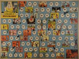 c 1930 Utazás a Jézuskához társasjáték táblája. 44x31 cm