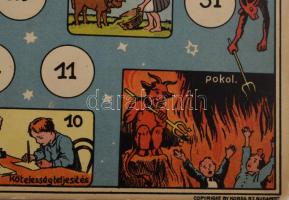 c 1930 Utazás a Jézuskához társasjáték táblája. 44x31 cm