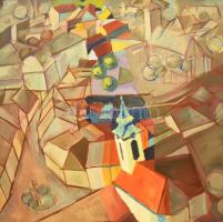 Byhon/Bihon Győző (1959-): Tornyok. Akril, vászon, jelezve jobbra lent, hátoldalán autográf feliratt...