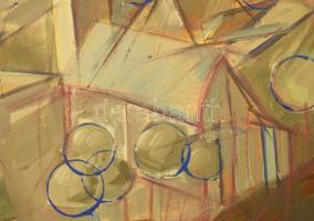 Byhon/Bihon Győző (1959-): Tornyok. Akril, vászon, jelezve jobbra lent, hátoldalán autográf feliratt...