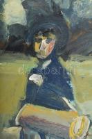 Schéner Mihály (1923-2009): Kirándulás a réten. Olaj, farost, jelezve jobbra lent, hátoldalán Schéne...