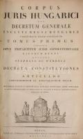 [Werbőczy István] Werbőczy, Stephano de: Corpus Juris Hungarici, seu Decretum Generale, inclyti Regni Hungariae, Partiumque eidem annexarum. ... Tomus I-II. Budae, 1822., Typographiae Regiae Universitatis Hungaricae, 2+XII + 834 p.; 2+516+ 220 p. Korabeli félbőr-kötésekben, festett lapélekkel, restaurált borítókkal, 38,5x26x6 cm és 38,5x26x5,5 cm