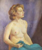Bajor (Bayer) Ágost (1892-1958): Női akt. Olaj, vászon, jelezve jobbra lent. Apró felületi sérülésse...