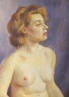 Bajor (Bayer) Ágost (1892-1958): Női akt. Olaj, vászon, jelezve jobbra lent. Apró felületi sérülésse...