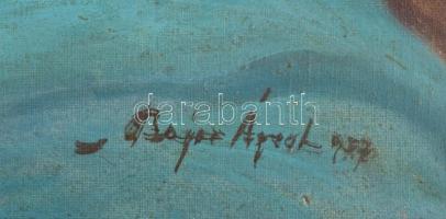 Bajor (Bayer) Ágost (1892-1958): Női akt. Olaj, vászon, jelezve jobbra lent. Apró felületi sérülésse...