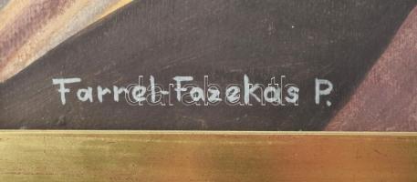 Farrel Fazekas Péter (1920-): Anya gyermekével (kubista festmény), vegyes technika, papír, faroston,...