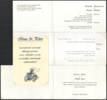 cca 1900-2010 Vegyes esküvői meghívók, régi és modern darabokkal, összesen 15 db