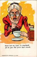 Kaum hast eine Schale du eingeschenkt, ist ein guter Ruf gewiss schon ertränkt / humour art postcard. Eigentum u. Verlag von L.S.W. litho (EK)