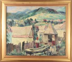 Tihanyi János Lajos (1892-1957): Mósóasszonyok. Olaj, vászon, jelezve balra lent. Dekoratív fakeretb...