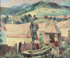 Tihanyi János Lajos (1892-1957): Mósóasszonyok. Olaj, vászon, jelezve balra lent. Dekoratív fakeretb...