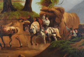 Jelzés nélkül, feltehetően XIX. sz. festő: Hazafelé. Olaj, vászon. Javított. Dekoratív fakeretben, 5...