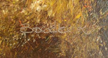 Bocsák Krisztina (1964-): Vízparti fák. Olaj, farost. Jelzett. Dekoratív fakeretben. 35x70 cm