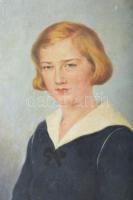 Bajor (Bayer) Ágost (1892-1958): Lányportré. Olaj, vászon, jelezve jobbra lent. Apró felületi sérülé...