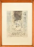 Kass János (1927-2010): Hamlet. Rézkarc, papír, jelzett, számozott (2/5). Üvegezett fakeretben. 50×30 cm
