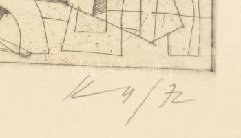 Kass János (1927-2010): Hamlet. Rézkarc, papír, jelzett, számozott (2/5). Üvegezett fakeretben. 50×3...