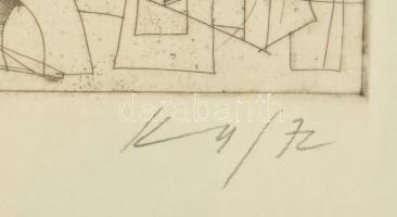 Kass János (1927-2010): Hamlet. Rézkarc, papír, jelzett, számozott (2/5). Üvegezett fakeretben. 50×3...