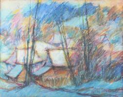 Antal Imre (1944-2017): Erdélyi táj. Vegyes technika, papír, jelezve jobbra lent. Üvegezett fakeretb...