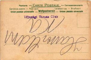 Lieblich blickt der Mann am Schwein... / humour art postcard with pig and clovers. Eigentum u. Verla...