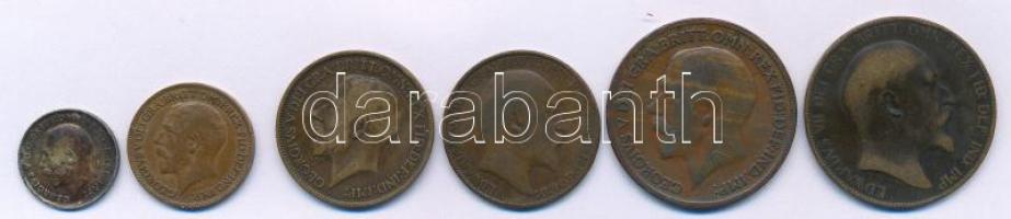 Nagy-Britannia 1905. 1/2p bronz "VII. Eduárd" + 1p bronz "VII. Eduárd" + 1911. 3...