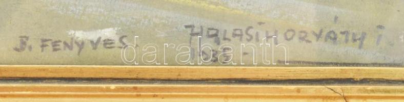 Halasi Horváth István (1904-1994): Balatonfenyves. Pasztell, karton, jelzett. Dekoratív, üvegezett f...