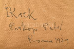 Prokop Péter (1919-2003): Ikrek, 1979. Olaj, farost, jelzett, a hátoldalán Prokop Péter autográf fel...