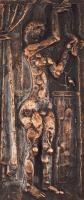 Somogyi József (1916-1993) Női akt függönnyel. Bronz. Jelzett. 17x8 cm