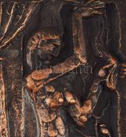 Somogyi József (1916-1993) Női akt függönnyel. Bronz. Jelzett. 17x8 cm