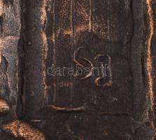 Somogyi József (1916-1993) Női akt függönnyel. Bronz. Jelzett. 17x8 cm