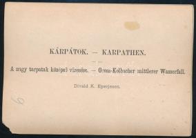 cca 1890 A nagy Tarpatak középső vízesése, Kárpátok, keményhátú fotó Divald Károly műterméből, hátol...