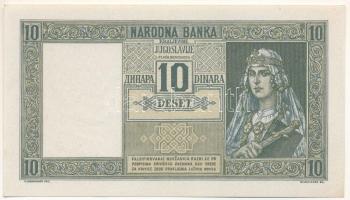 Jugoszlávia 1939. 10D "P.0073 722" T:AU /
Yugoslavia 1939. 10 Dinara "P.0073 722&quo...