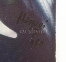 Herpai Zoltán (1951-2011): Kék, holdas nő, 1980. Olaj, fa, jelezve jobbra lent. Dekoratív, kissé sér...