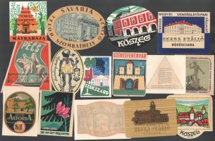 Vegyes hotelcímke tétel (Hotel Astoria, Fertőd Esterházy-kastély, Tisza Szálló Szolnok, stb.)