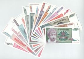 Jugoszlávia 1992. 100D-50.000D (6xklf, teljes sor!) + 1993. 100.000D-10.000.000.000D (10xklf, teljes sor!) T:UNC,AU / Yugoslavia 1992. 100 Dinara - 50.000 Dinara (6xdiff, full set!) + 1993. 100.000 Dinara - 10.000.000.000 Dinara (10xdiff, full set!) C:UNC,AU Krause P#112-117, P#118-127