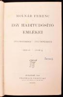 Molnár Ferenc: Egy haditudósító emlékei. 1914. november - 1915. november. Bp., 1916, Franklin. Bordázott gerincű félbőr kötés, kopottas állapotban.