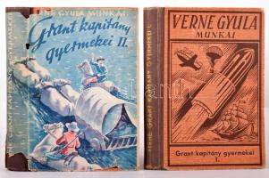 Verne Gyula: Grant kapitány gyermekei I-II. Bp., Forrás Nyomdai Műintézet. Kiadói félvászon kötés, egyik sérült papírborítóval, másik papírborító nélkül, kissé kopottas állapotban.