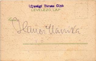 Fohászod már mind hiába, hátat fordított a gólya... / humour art postcard with stork, litho (fl)